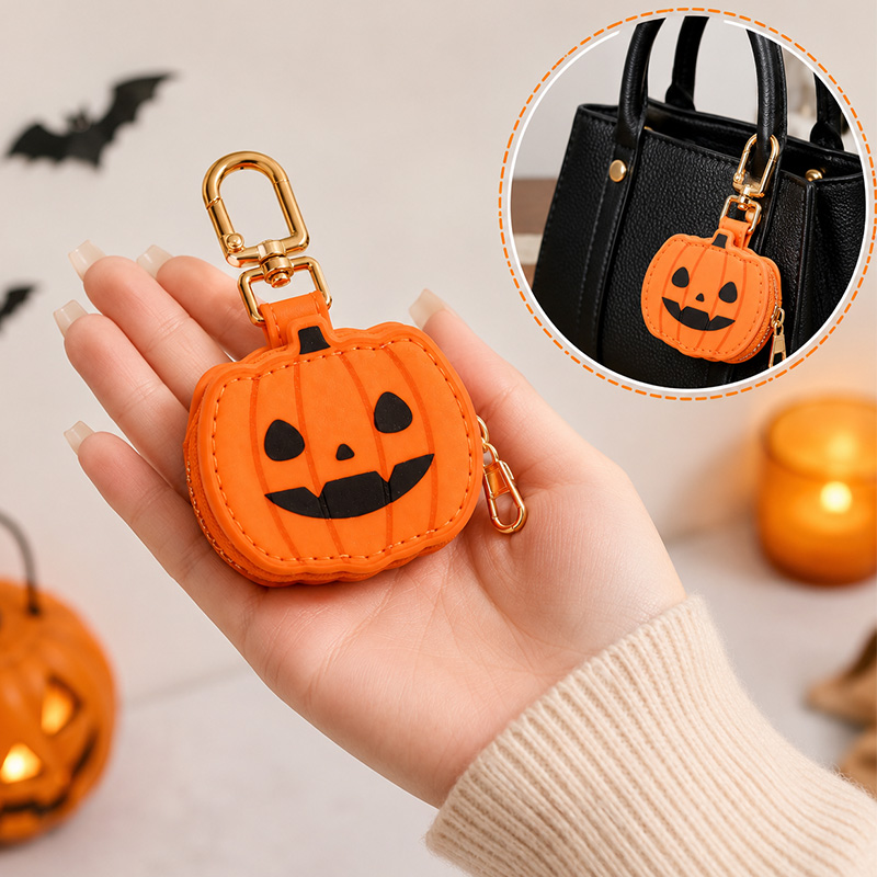 Mini Backpack Purse - Mini Fermuarlı Anahtarlık Çantası Cadılar Bayramı
