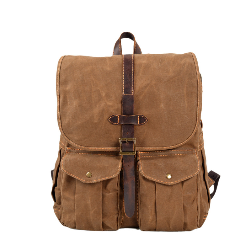 Canvas Backpack Casual - Yeni balmumu kumaş erkek sırt çantası,